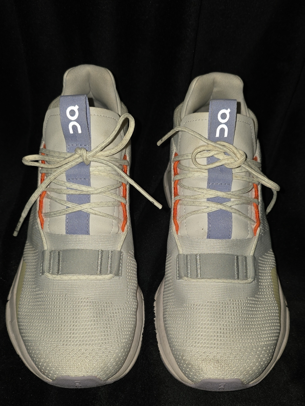 On Running Running Womens Cloudtec Light Gray Sneakers with Orange Accents